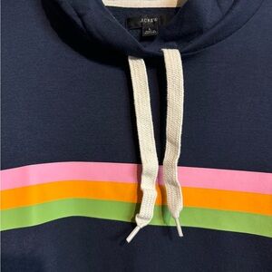 J.Crew Navy Hoodie with Colorful Stripes